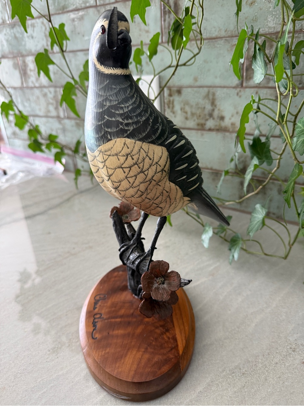 Vintage Chris Olson Hand Carved Wood California Quail Sculpture Signed Wildlife - Picture 2 of 13